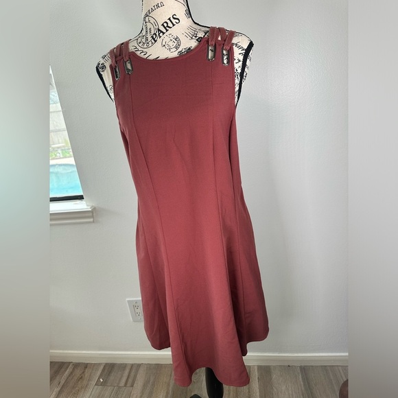 Free People Baby Love Trapeze Rust Mini Swing Dress Womens Medium Back Cut Out - Picture 2 of 10